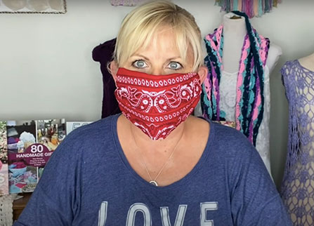 Final no sew mask made from a bandana