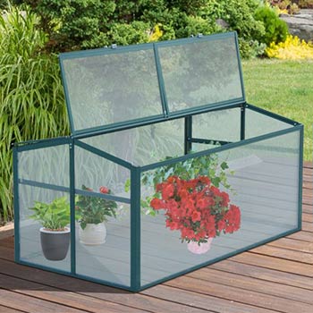 A single Outsunny 51 Inch Aluminum Vented Cold Frame Mini Greenhouse Kit