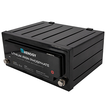 A Renogy Lithium Iron Phosphate Battery 12V