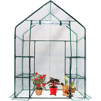 A single Quictent Greenhouse Mini Walk-in 3 Tiers 6 Shelves