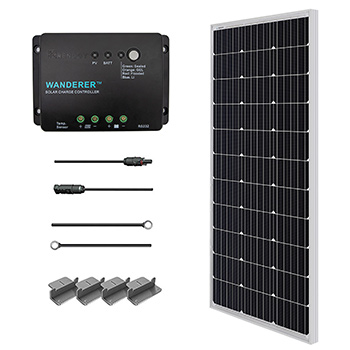 A Renogy 100 Watt 12 Volt Solar Starter Kit